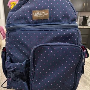 Matilda Jane Kids Navy Backpack with Pink Polka Dots or diaper bag
